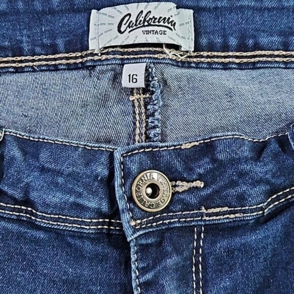 California Vintage Jeans Women's 16 (W34 L26) Med Wash Tapered Cut Distressed - Picture 11 of 16